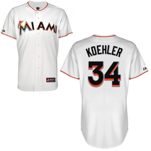 Tom Koehler #34 Youth Baseball Jersey-Miami Marlins Authentic Home White Cool Base MLB Jersey